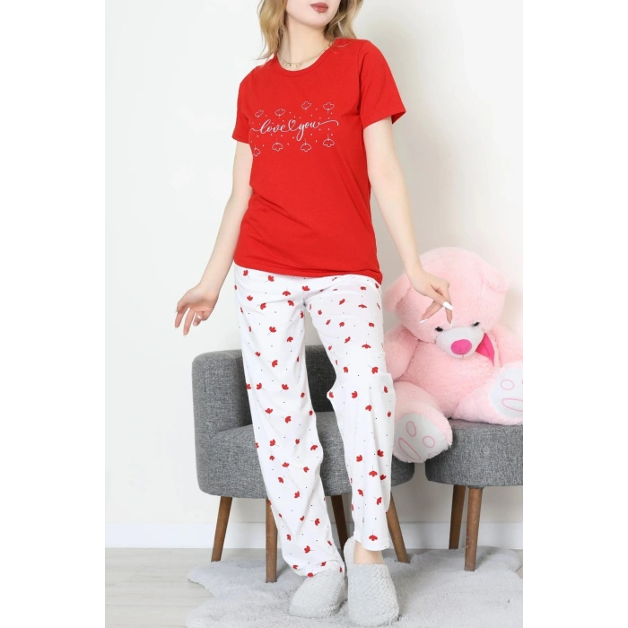Süprem Baskılı Pijama Takım Kırmızıçiçekli - 50774.1773.