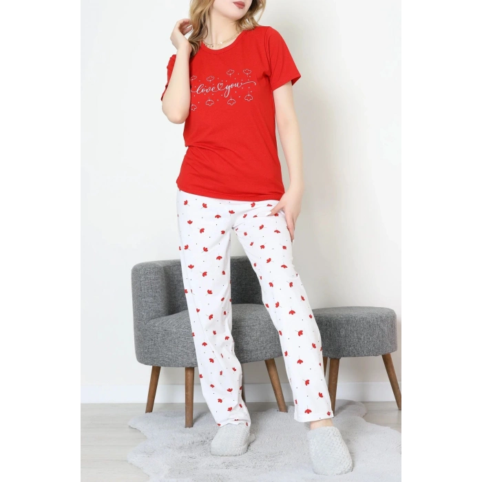 Süprem Baskılı Pijama Takım Kırmızıçiçekli - 50774.1773.
