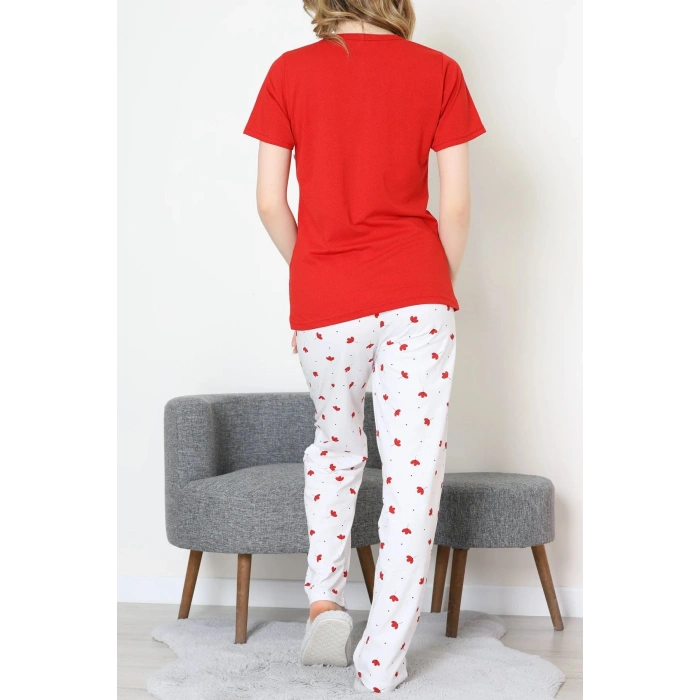 Süprem Baskılı Pijama Takım Kırmızıçiçekli - 50774.1773.