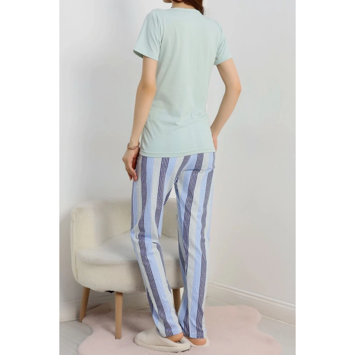 Süprem Baskılı Pijama Takım Mint - 50774.1773.