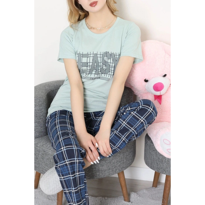 Süprem Baskılı Pijama Takım Mintlaci - 50774.1773.