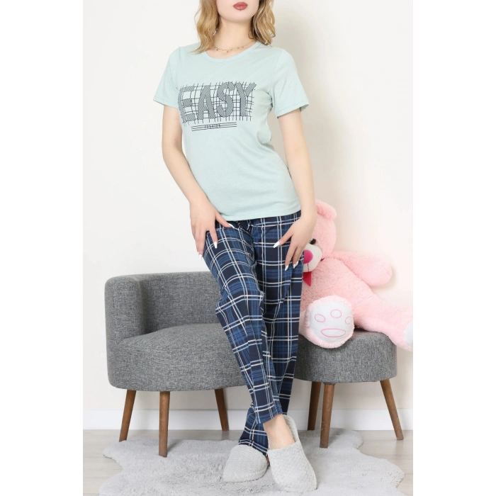 Süprem Baskılı Pijama Takım Mintlaci - 50774.1773.