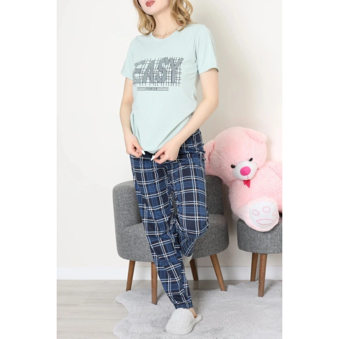 Süprem Baskılı Pijama Takım Mintlaci - 50774.1773.