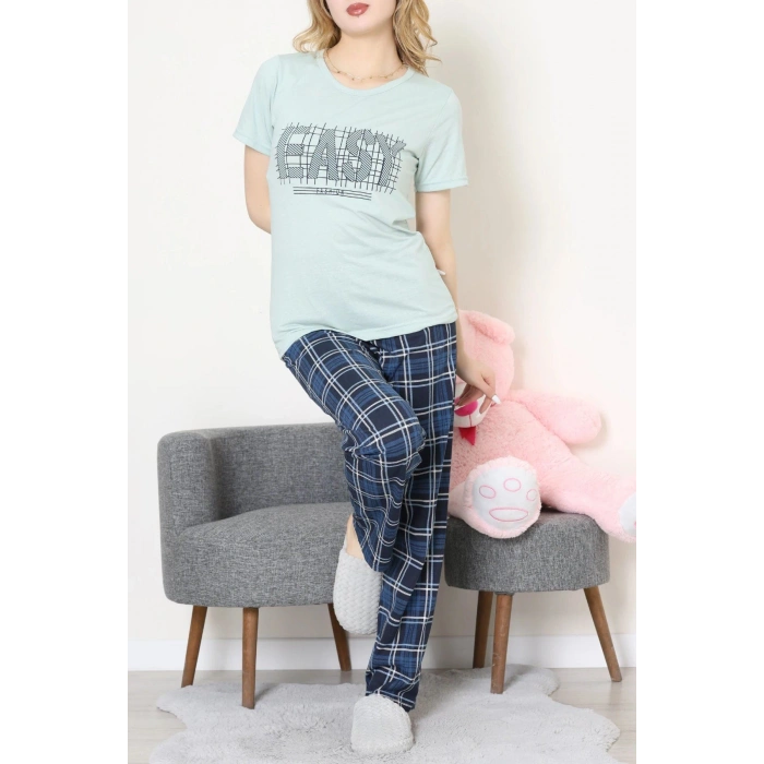 Süprem Baskılı Pijama Takım Mintlaci - 50774.1773.