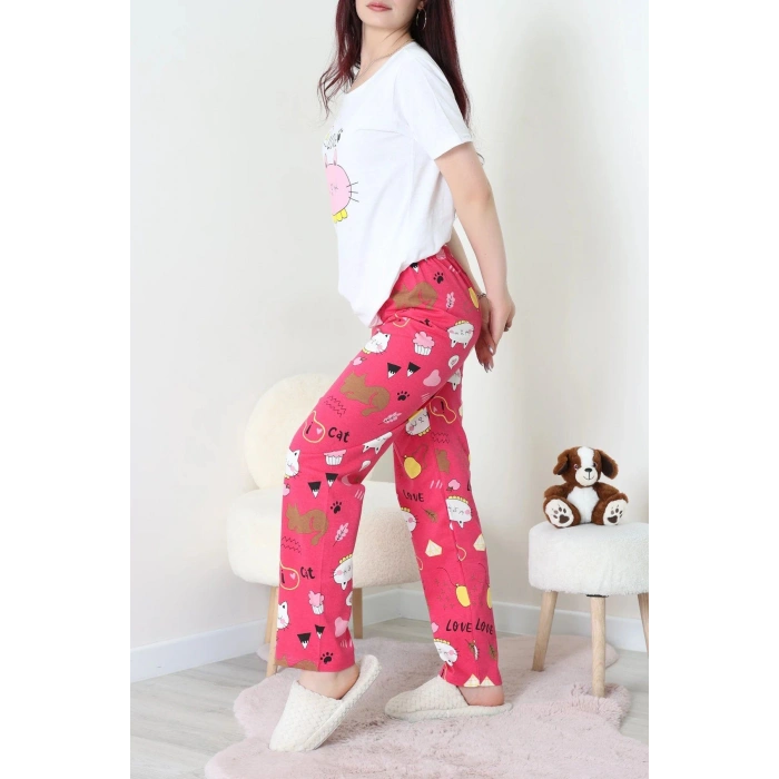 Süprem Baskılı Pijama Takım Pembefuşya - 50774.1773.