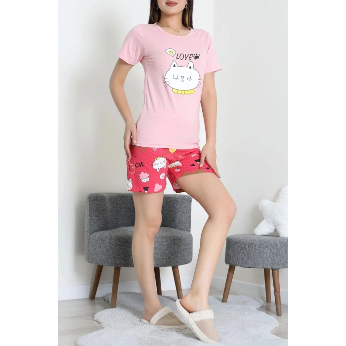 Süprem Baskılı Pijama Takım Pembesarı - 50775.1773.