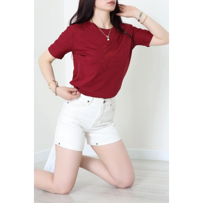 Suprem Baskılı Tişört Bordo - 31884.1878.