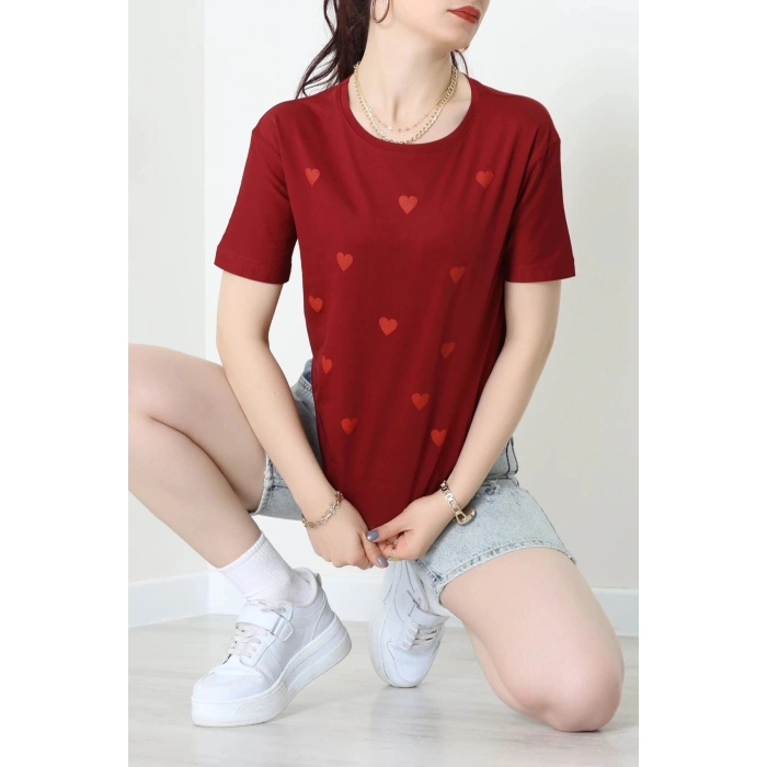 Suprem Baskılı Tişört Bordo - 31890.1878.