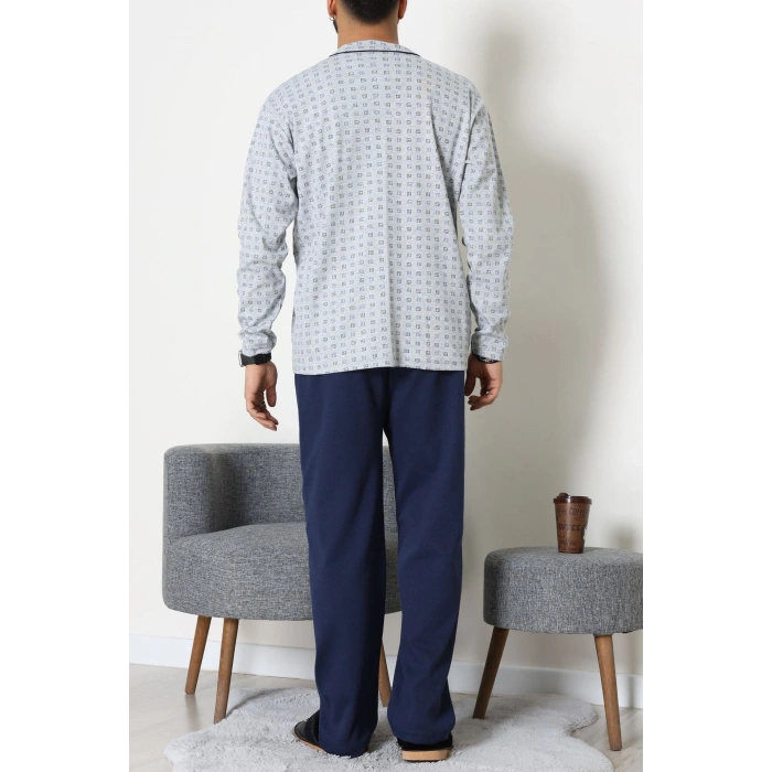 Süprem Boydan Düğmeli Erkek Pijama Takımı Grikareli - 70887.1838.