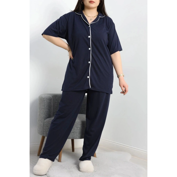 Süprem Büyük Beden Düğmeli Pijama Takımı Laci - 50717.1950.