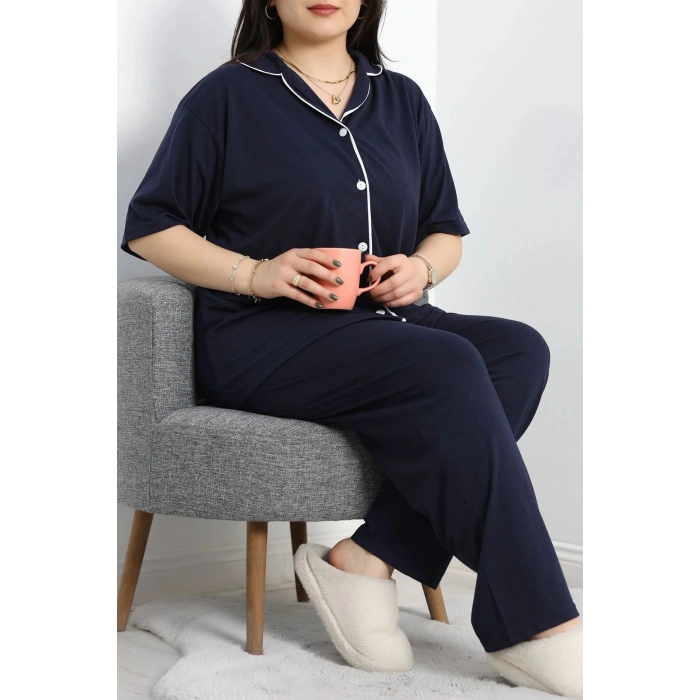 Süprem Büyük Beden Düğmeli Pijama Takımı Laci - 50717.1950.