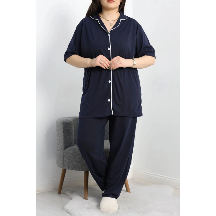 Süprem Büyük Beden Düğmeli Pijama Takımı Laci - 50717.1950.