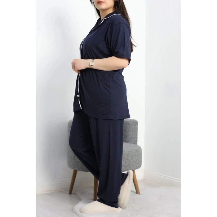 Süprem Büyük Beden Düğmeli Pijama Takımı Laci - 50717.1950.