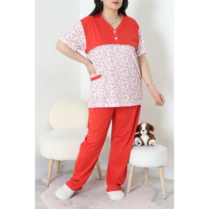 Süprem Büyük Beden Pijama Takımı Kırmızı - 52286.1902.