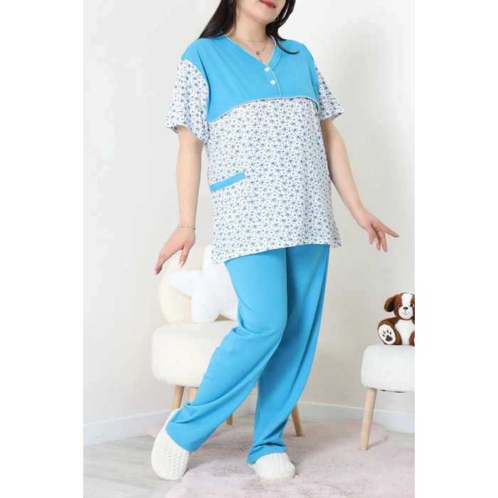 Süprem Büyük Beden Pijama Takımı Mavi - 52286.1902.
