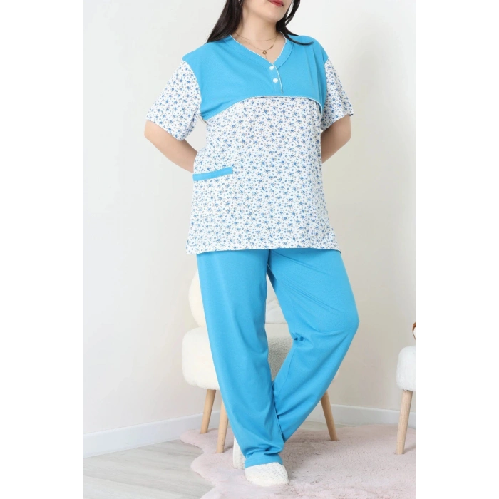 Süprem Büyük Beden Pijama Takımı Mavi - 52286.1902.