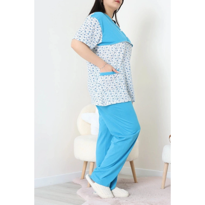 Süprem Büyük Beden Pijama Takımı Mavi - 52286.1902.