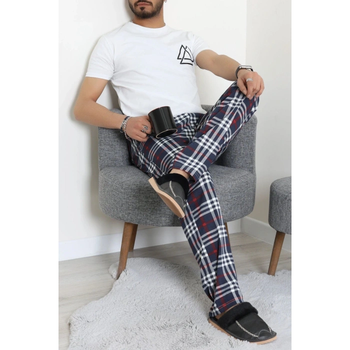 Süprem Ekose Erkek Pijama Altı Lacivertbeyaz - 71488.1838.