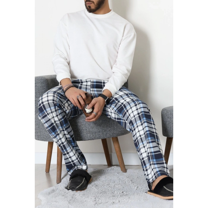 Süprem Ekoseli Erkek Pijama Altı Mavibeyaz - 70889.1838.