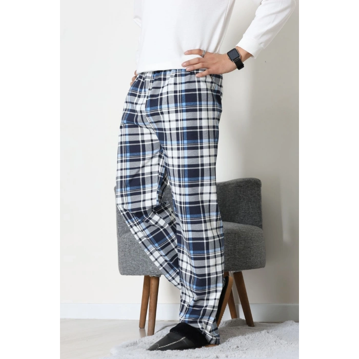 Süprem Ekoseli Erkek Pijama Altı Mavibeyaz - 70889.1838.