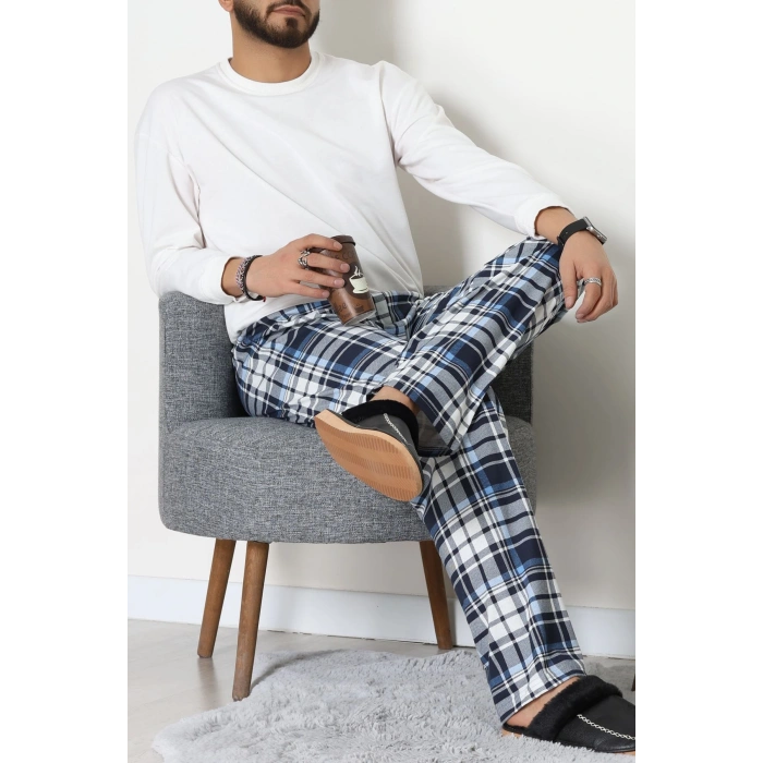 Süprem Ekoseli Erkek Pijama Altı Mavibeyaz - 70889.1838.