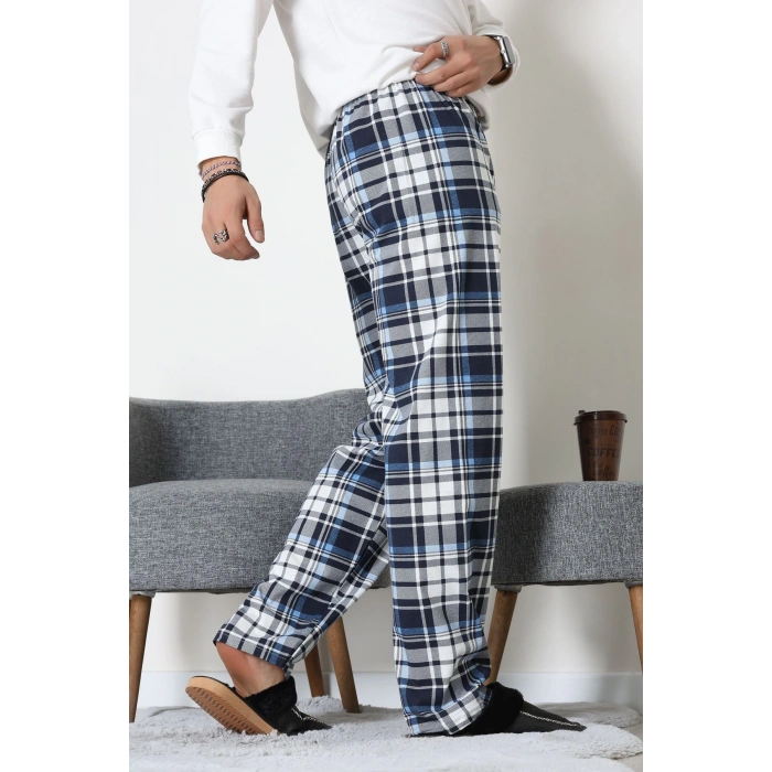 Süprem Ekoseli Erkek Pijama Altı Mavibeyaz - 70889.1838.