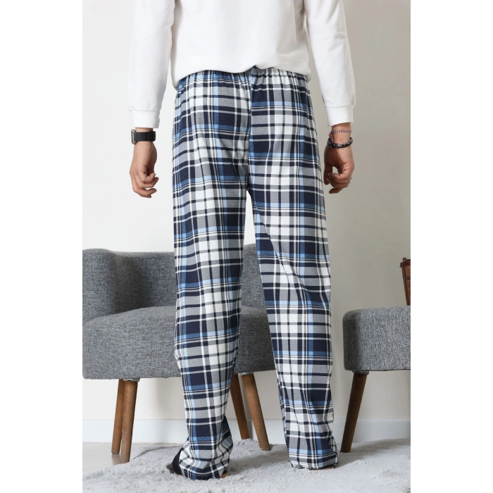 Süprem Ekoseli Erkek Pijama Altı Mavibeyaz - 70889.1838.