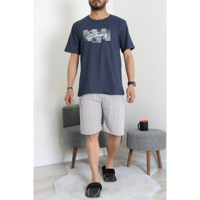 Süprem Erkek Şortlu Pijama Takımı Koyuindigo - 70945.1961.