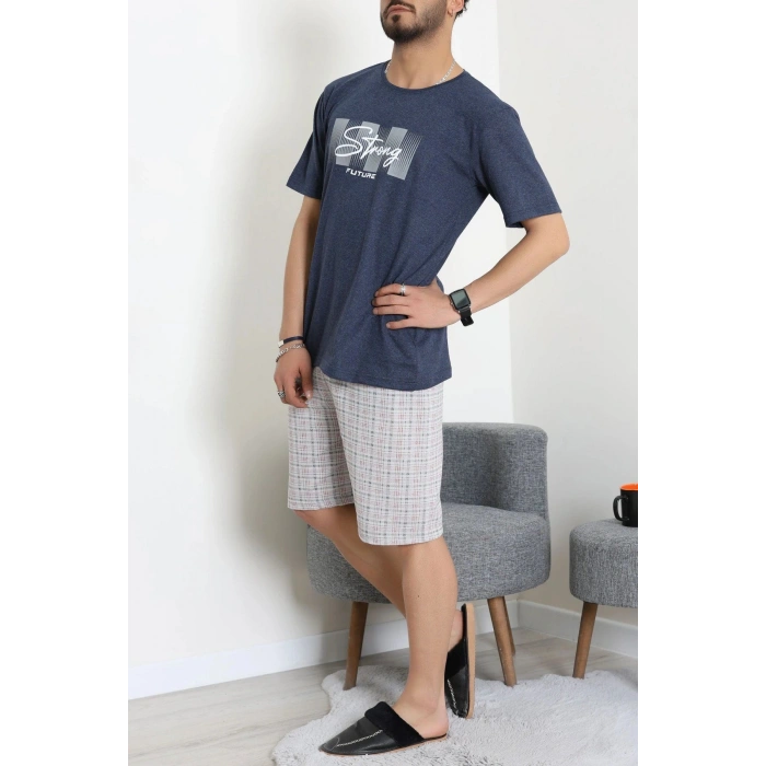 Süprem Erkek Şortlu Pijama Takımı Koyuindigo - 70945.1961.