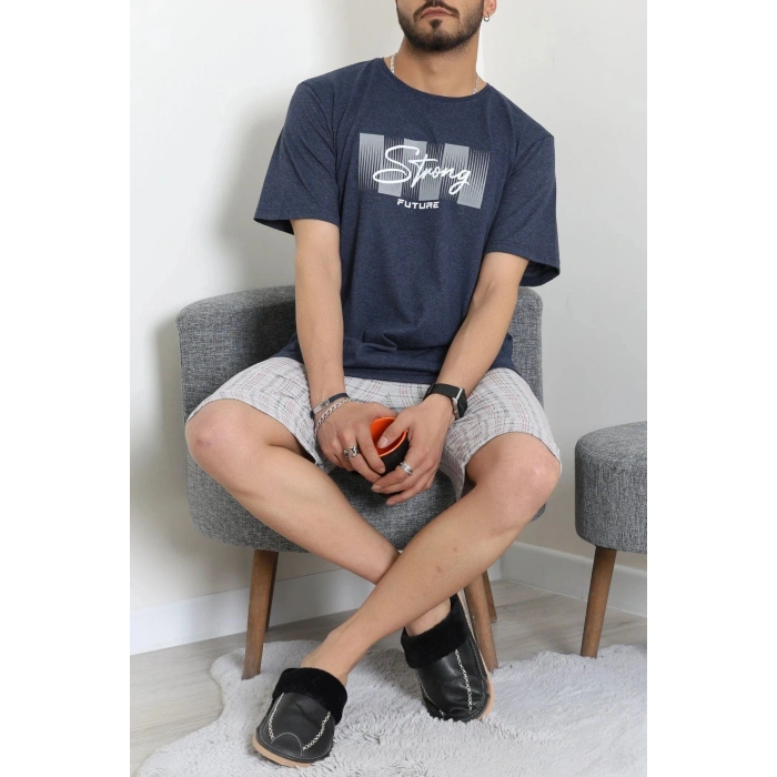 Süprem Erkek Şortlu Pijama Takımı Koyuindigo - 70945.1961.