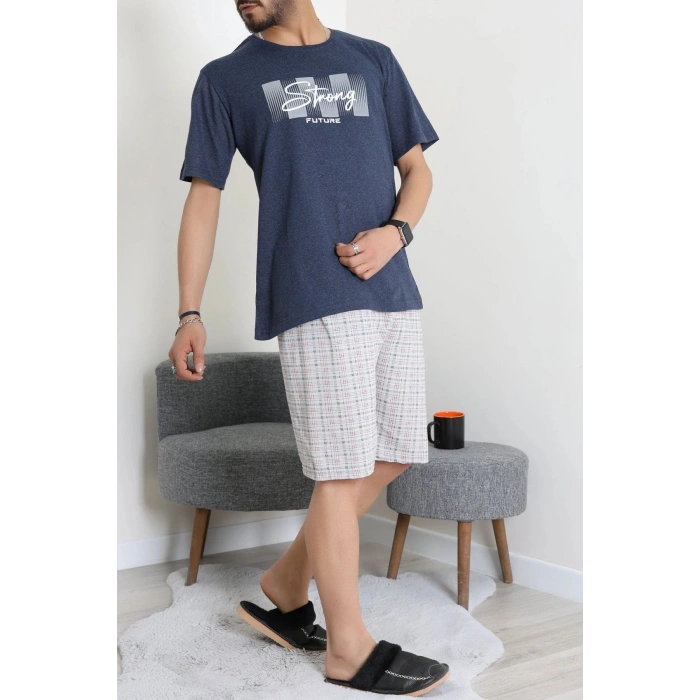 Süprem Erkek Şortlu Pijama Takımı Koyuindigo - 70945.1961.