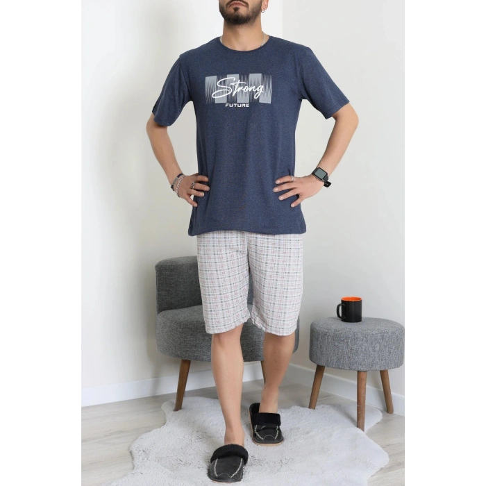 Süprem Erkek Şortlu Pijama Takımı Koyuindigo - 70945.1961.