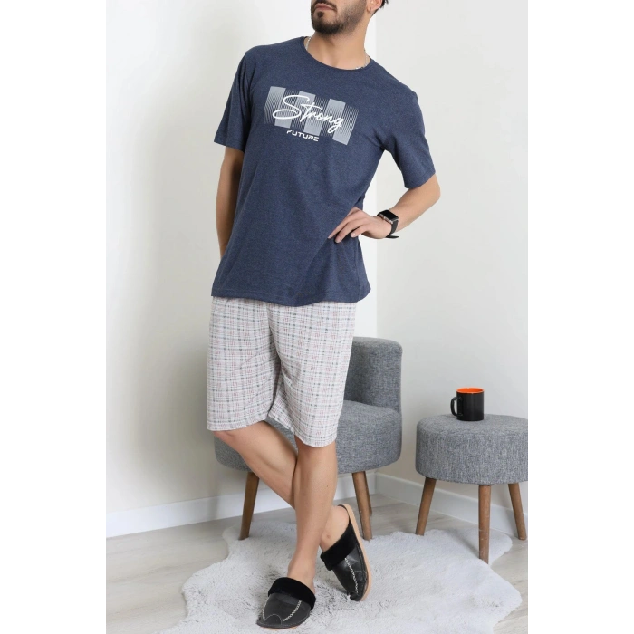 Süprem Erkek Şortlu Pijama Takımı Koyuindigo - 70945.1961.