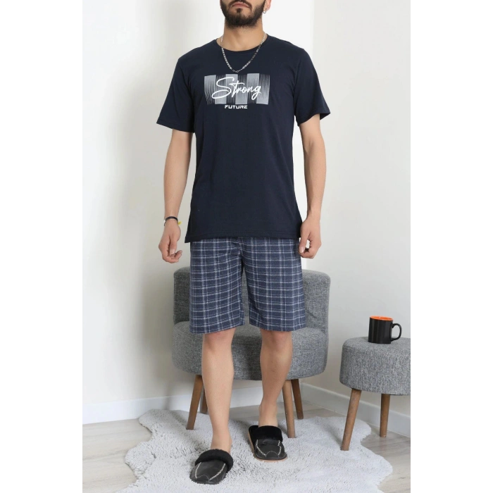 Süprem Erkek Şortlu Pijama Takımı Koyulacivert - 70945.1961.