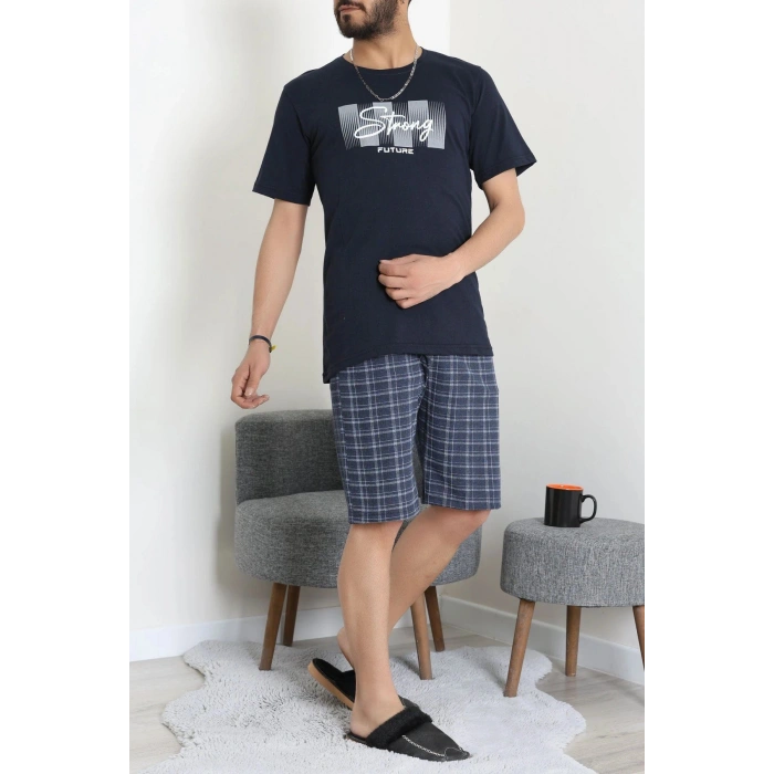 Süprem Erkek Şortlu Pijama Takımı Koyulacivert - 70945.1961.