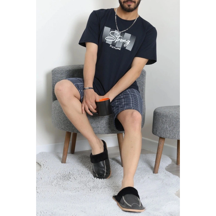 Süprem Erkek Şortlu Pijama Takımı Koyulacivert - 70945.1961.