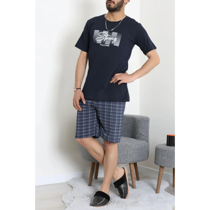 Süprem Erkek Şortlu Pijama Takımı Koyulacivert - 70945.1961.