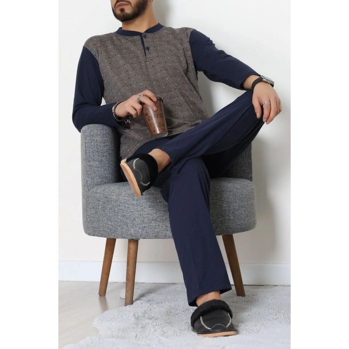 Süprem Jakarlı Erkek Pijama Takımı Vizon - 70888.1838.