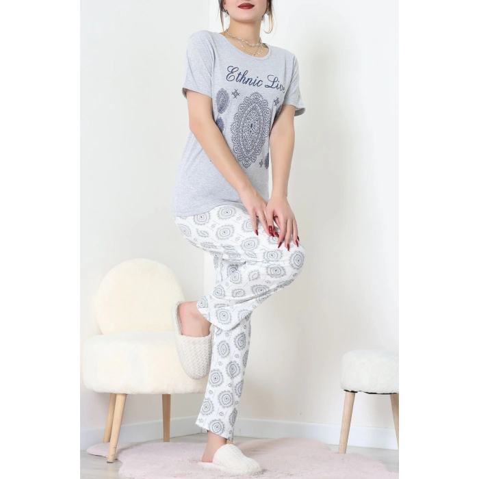 Süprem Kumaş Kısa Kollu Pijama Takımı Grilaci - 31860.2123.