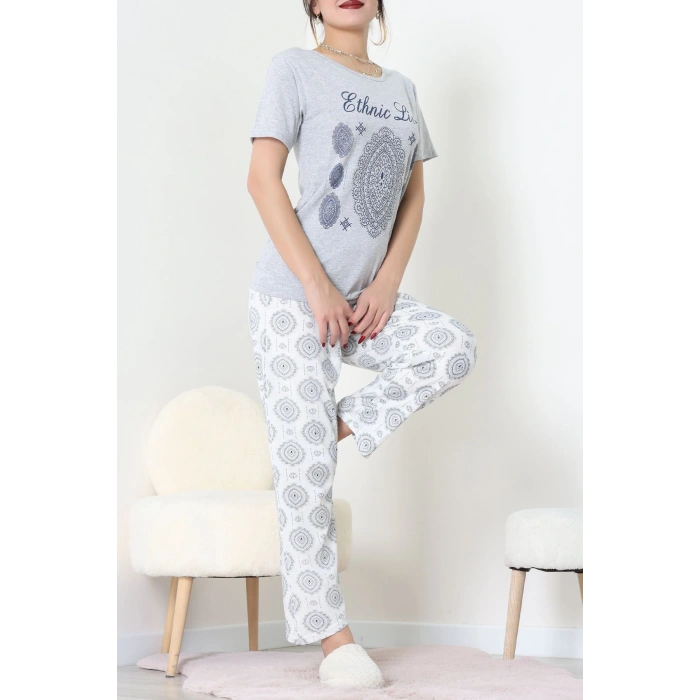 Süprem Kumaş Kısa Kollu Pijama Takımı Grilaci - 31860.2123.