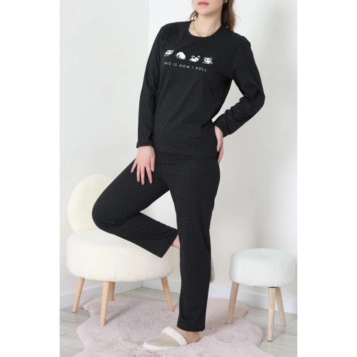 Süprem Kumaş Mevsimlik Pijama Takımı Bordo Siyah - 31897.1961.