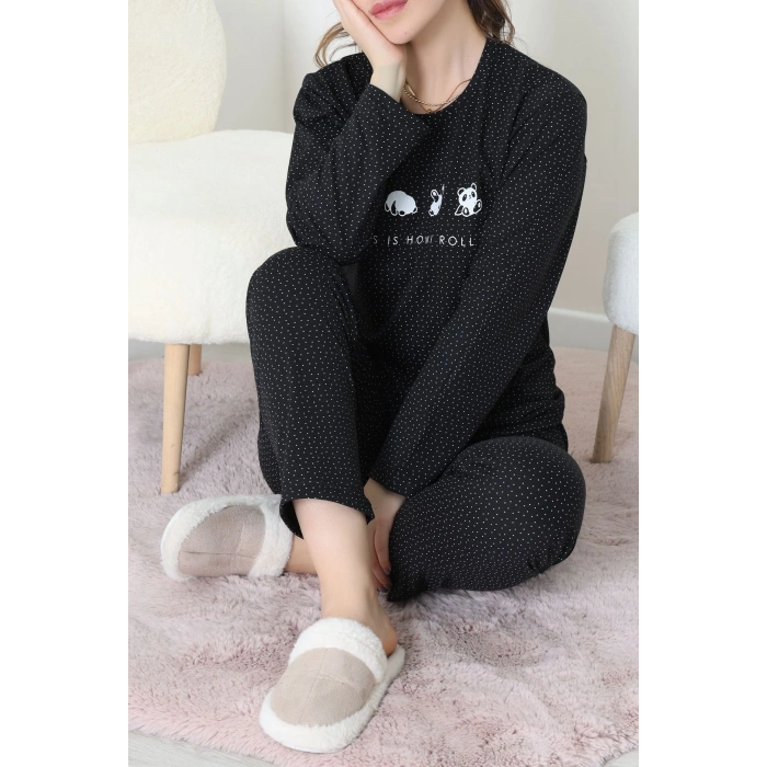 Süprem Kumaş Mevsimlik Pijama Takımı Bordo Siyah - 31897.1961.