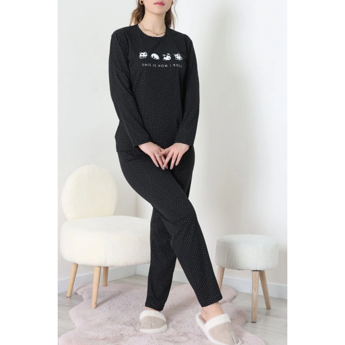 Süprem Kumaş Mevsimlik Pijama Takımı Bordo Siyah - 31897.1961.