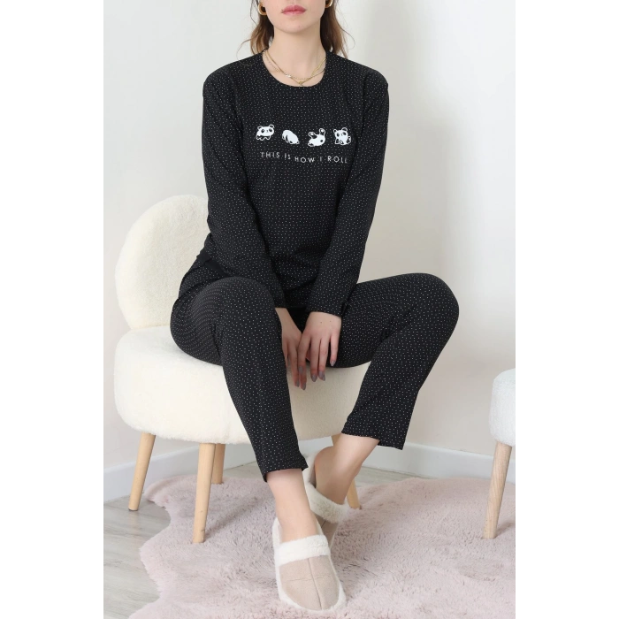 Süprem Kumaş Mevsimlik Pijama Takımı Bordo Siyah - 31897.1961.