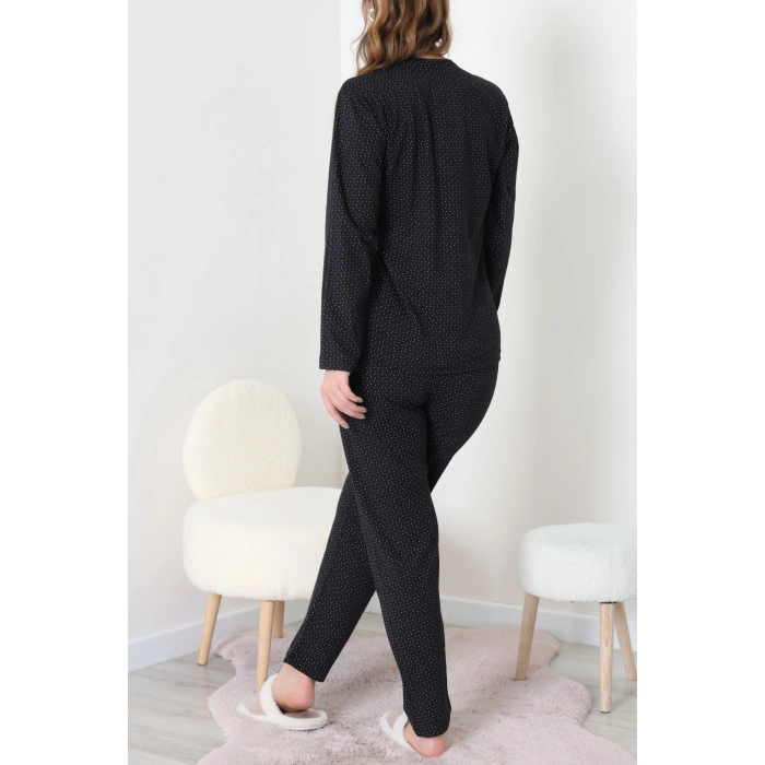 Süprem Kumaş Mevsimlik Pijama Takımı Bordo Siyah - 31897.1961.