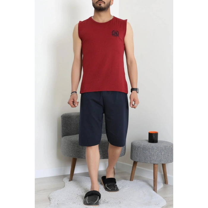 Süprem Nakışlı Erkek Pijama Takımı Bordosiyah - 41983.1048.