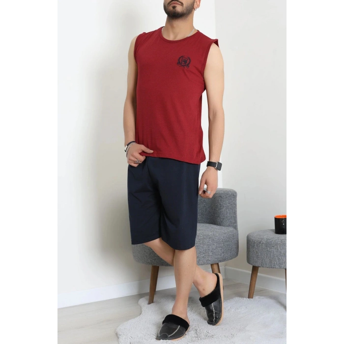 Süprem Nakışlı Erkek Pijama Takımı Bordosiyah - 41983.1048.