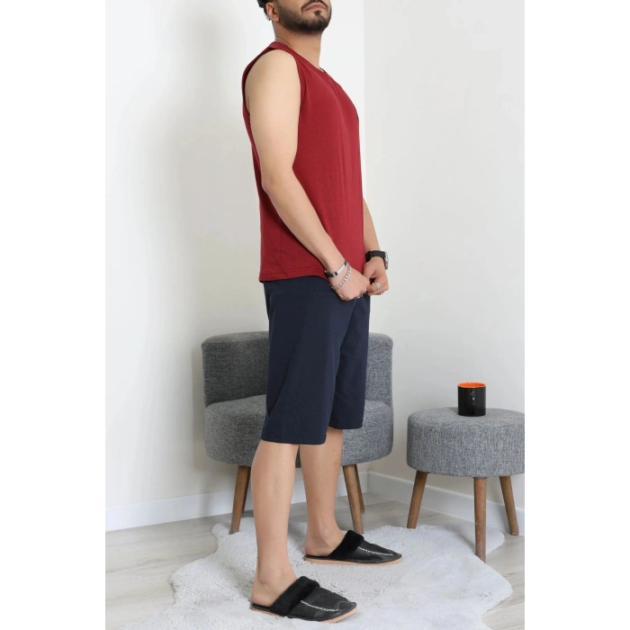 Süprem Nakışlı Erkek Pijama Takımı Bordosiyah - 41983.1048.
