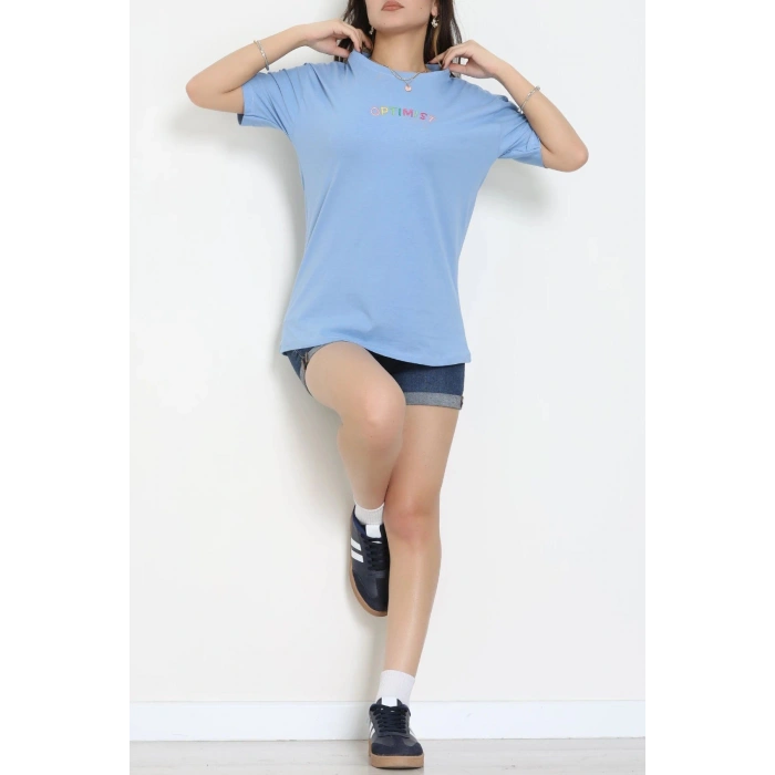 Suprem Nakışlı Oversize Tişört Bebemavi - 31878.1878.