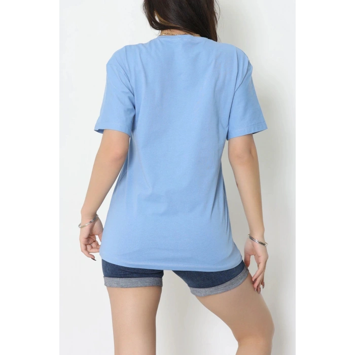 Suprem Nakışlı Oversize Tişört Bebemavi - 31878.1878.